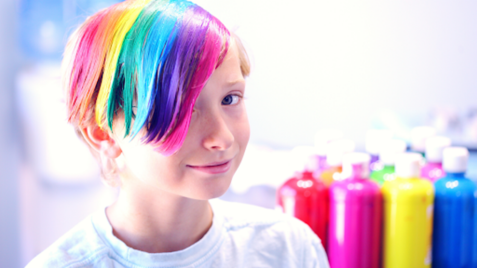 LGBTQ+ Youth with rainbow hair