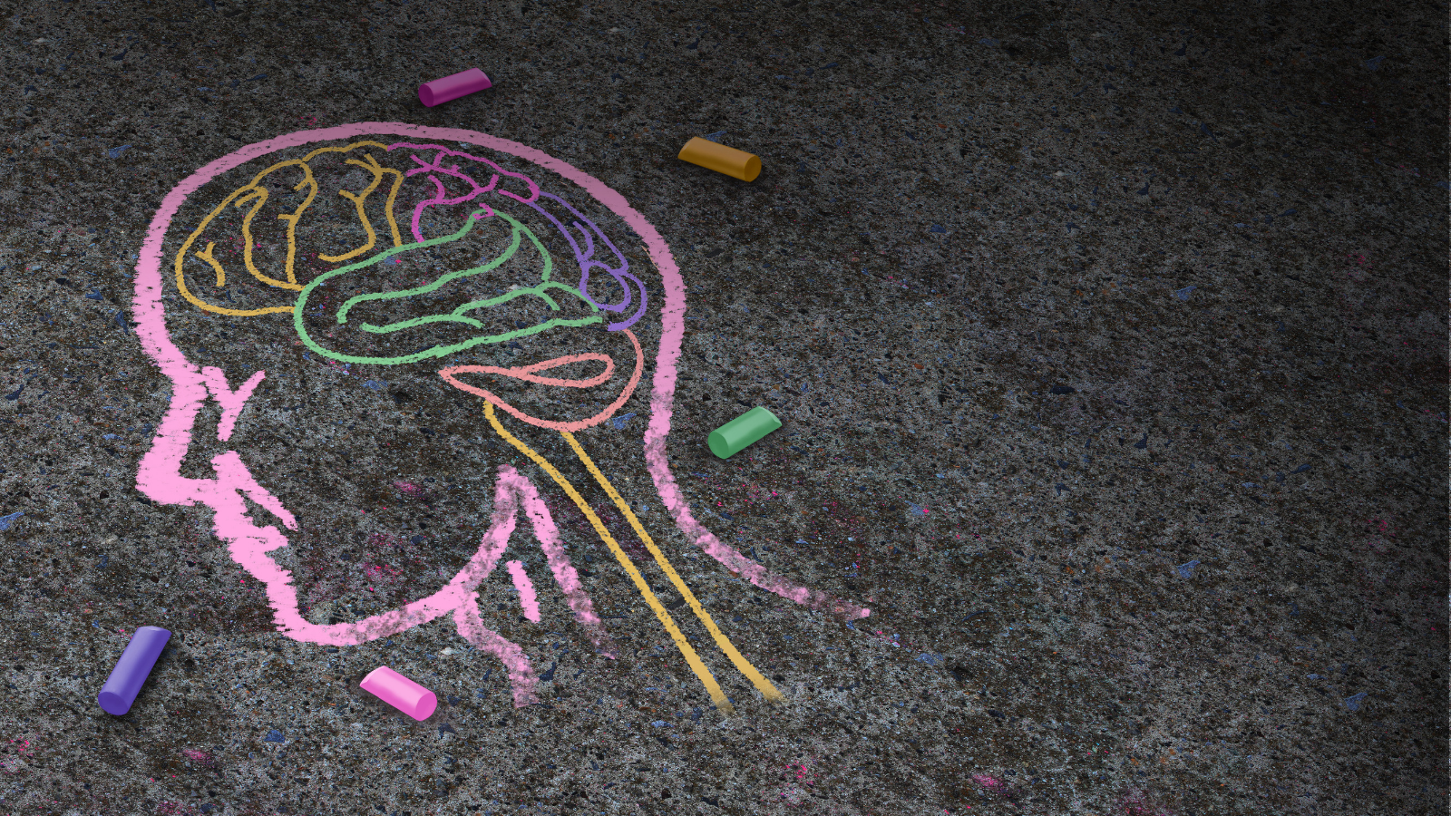 chalk drawing of a person's head