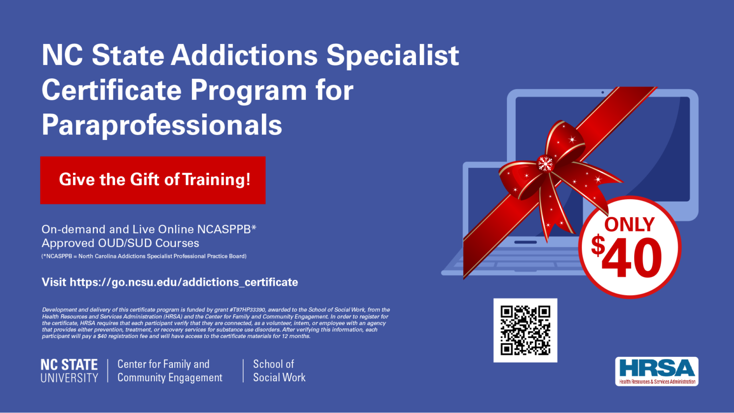 A promotional slide advertising the training program