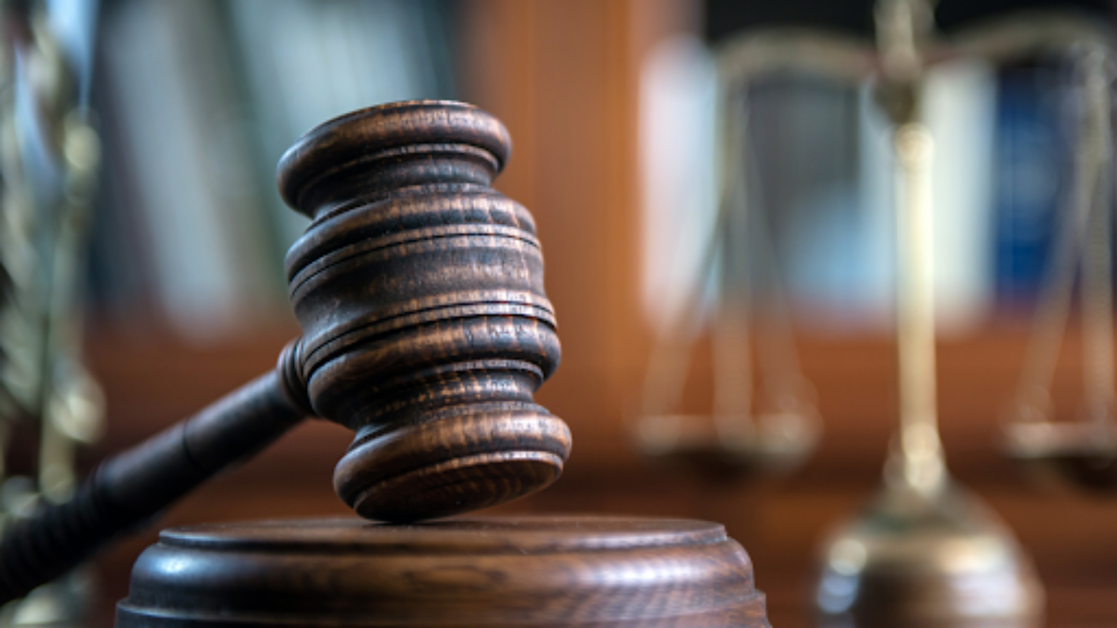 Gavel resting on judge's desk