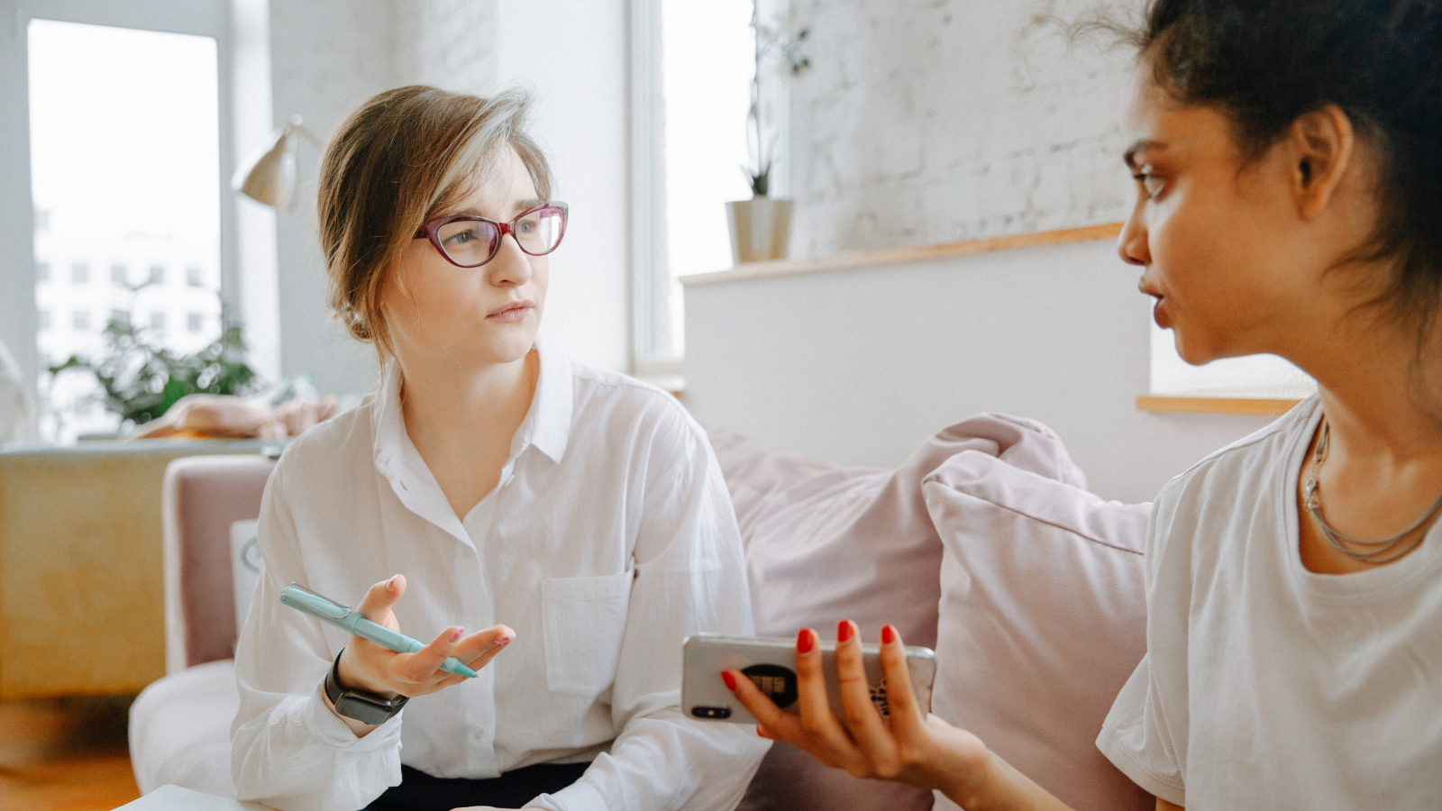 two women talking in counseling session